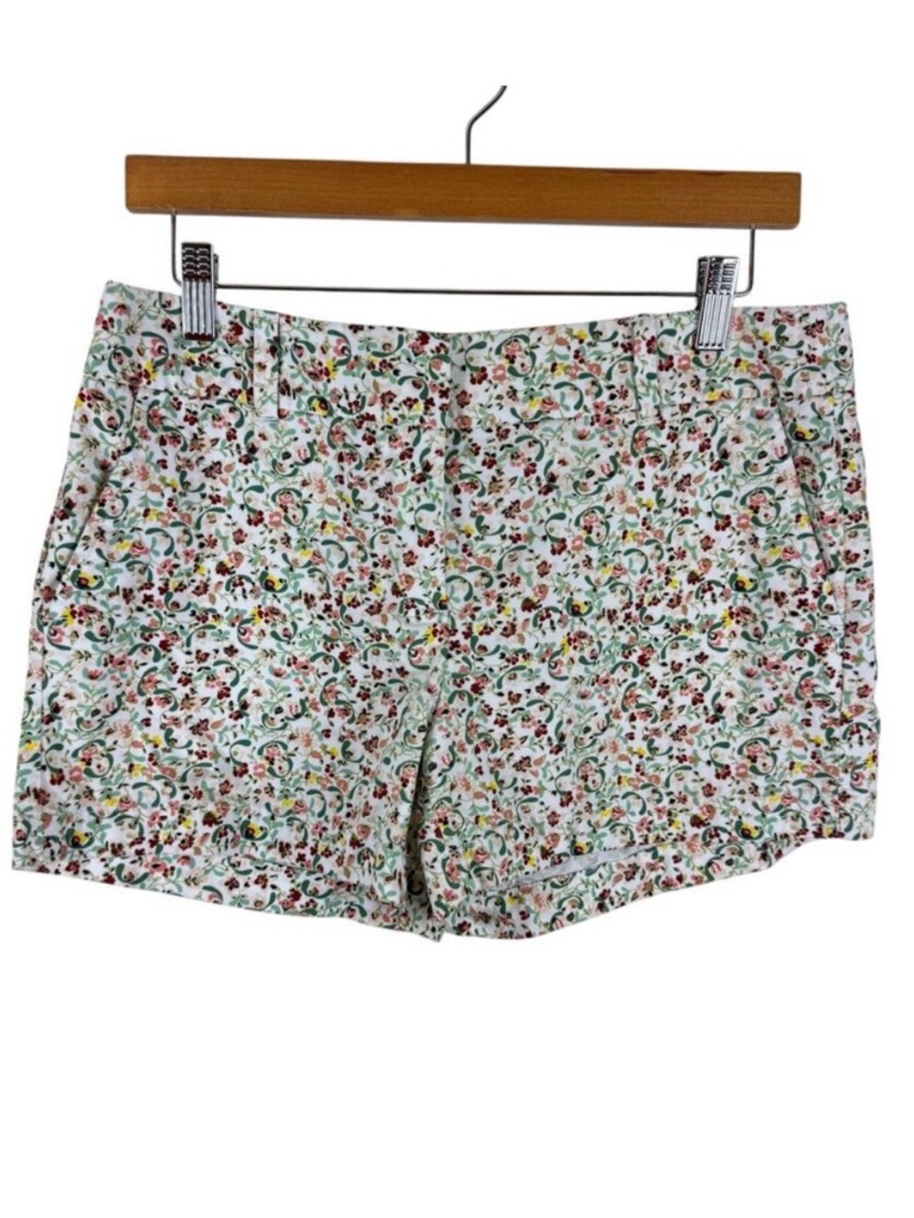 LOFT 100% Cotton Colorful Floral Mid Rise 4" Short Chino Pockets Size 4